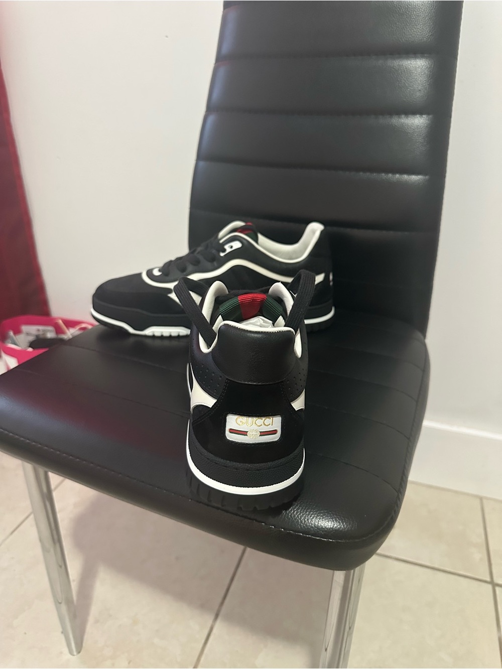 Gucci Black, White & Red Kids Sneakers